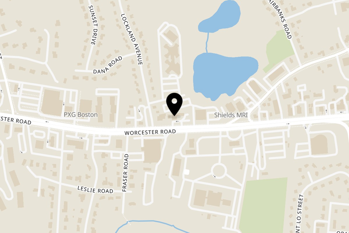 Map showing the location of Bombay Baking Co. Framingham on 495 Worcester Rd in Framingham